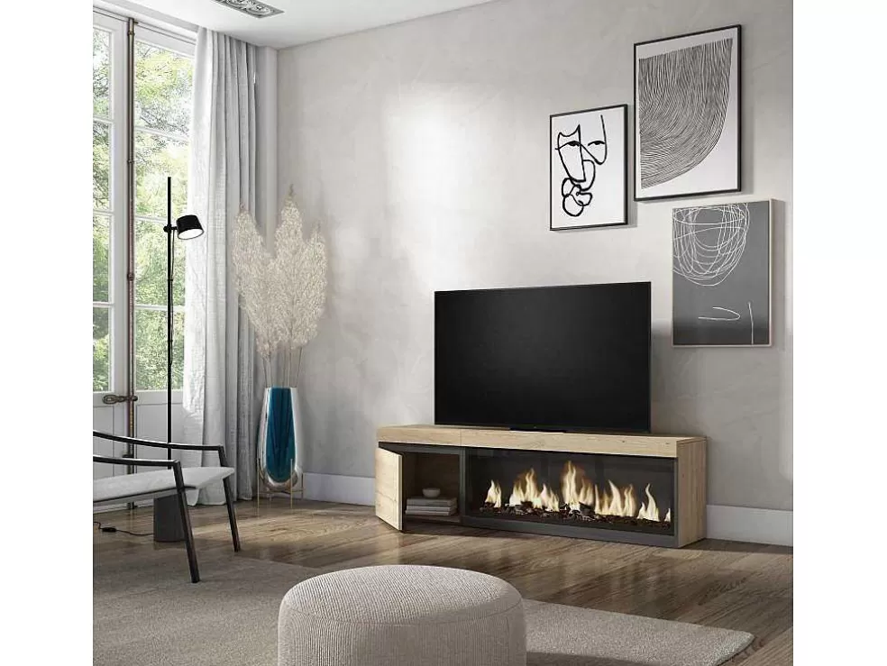 Skraut Home Móvel De Tv, 160, Para Televisores Ate 65", Lareira Electrica Xxl, Carvahlo* Móvel De Tv