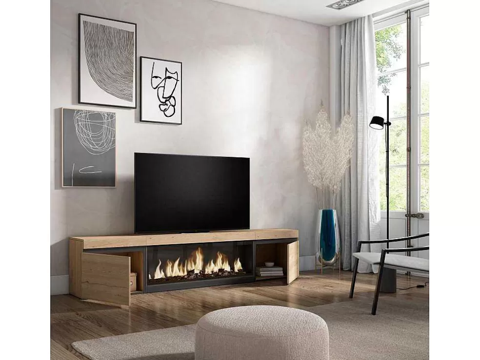 Skraut Home Móvel De Tv, 210, Para Televisores Ate 80", Lareira Electrica Xxl, Carvahlo* Móvel De Tv