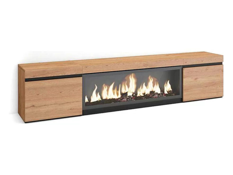 Skraut Home Móvel De Tv, 210, Para Televisores Ate 80", Lareira Electrica Xxl, Carvahlo* Móvel De Tv