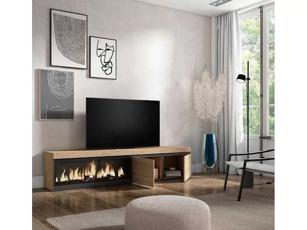 Skraut Home Móvel De Tv, 210, Para Televisores Ate 80", Lareira Electrica Xxl, Carvahlo* Móvel De Tv