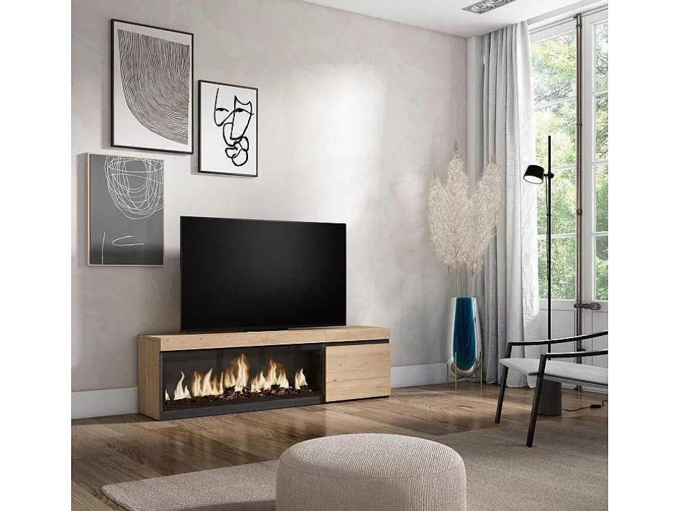 Skraut Home Móvel De Tv, 160, Para Televisores Ate 65", Lareira Electrica Xxl, Carvahlo* Móvel De Tv