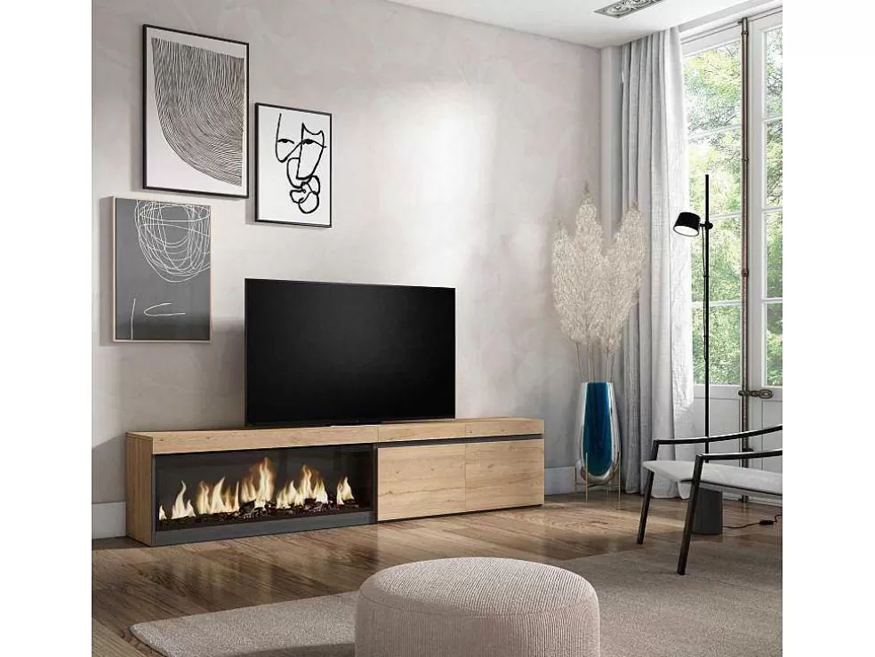 Skraut Home Móvel De Tv, 210, Para Televisores Ate 80", Lareira Electrica Xxl, Carvahlo* Móvel De Tv