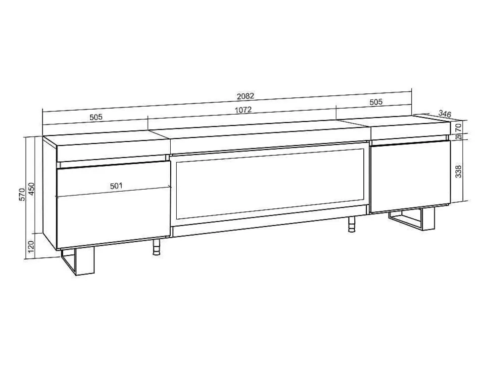 Skraut Home Móvel De Tv, 210, Para Televisores Ate 80", Lareira Electrica Xxl, Design Industrial, Preto* Móvel De Tv