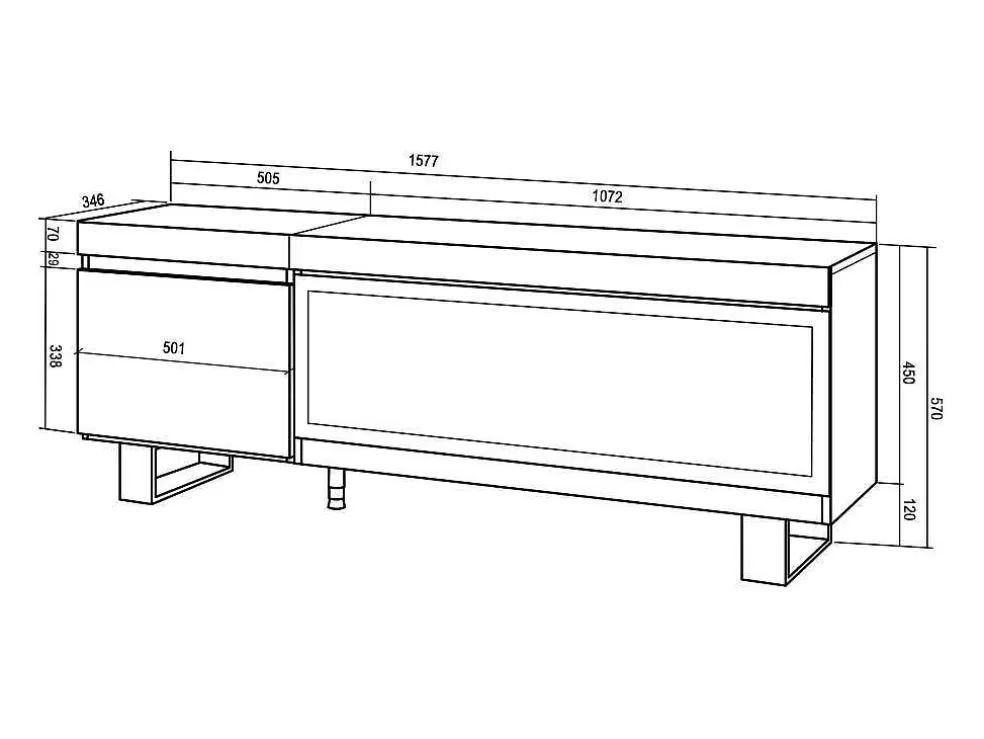 Skraut Home Móvel De Tv, 160, Para Televisores Ate 65", Lareira Electrica Xxl, Design Industrial, Preto* Móvel De Tv