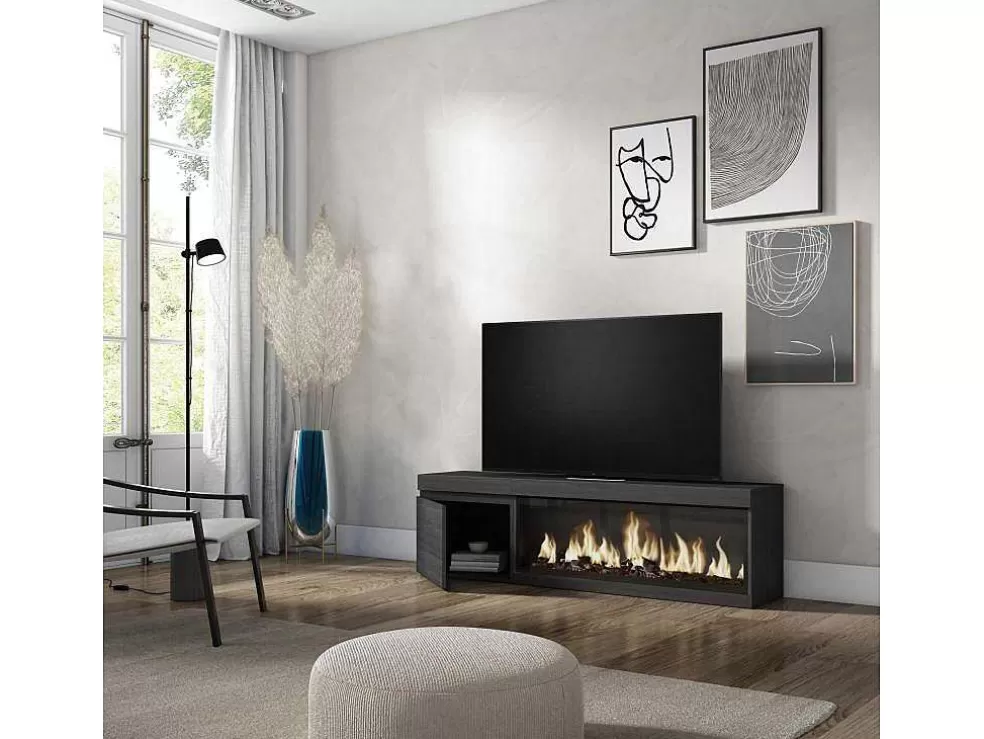 Skraut Home Móvel De Tv, 160, Para Televisores Ate 65", Lareira Electrica Xxl, Preto* Móvel De Tv