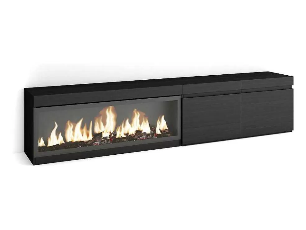 Skraut Home Móvel De Tv, 210, Para Televisores Ate 80", Lareira Electrica Xxl, Preto* Móvel De Tv