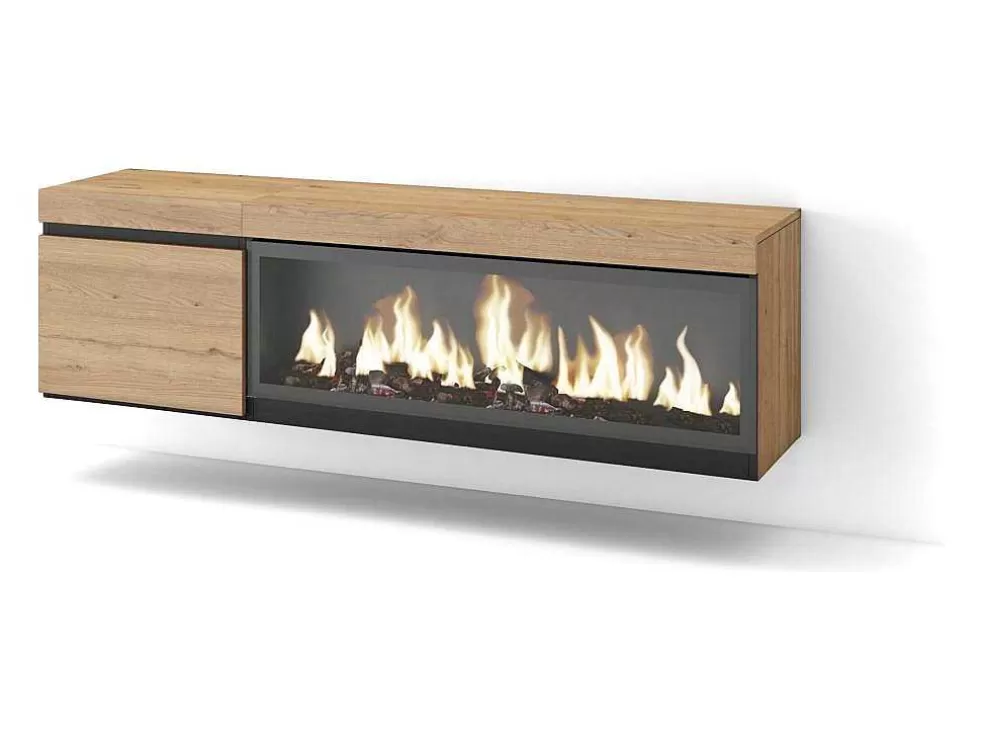 Skraut Home Móvel De Tv, 160, Para Televisores Ate 65", Lareira Electrica Xxl, Suspensos, Carvahlo* Móvel De Tv