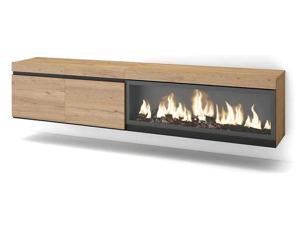 Skraut Home Móvel De Tv, 210, Para Televisores Ate 80", Lareira Electrica Xxl, Suspensos, Carvahlo* Móvel De Tv