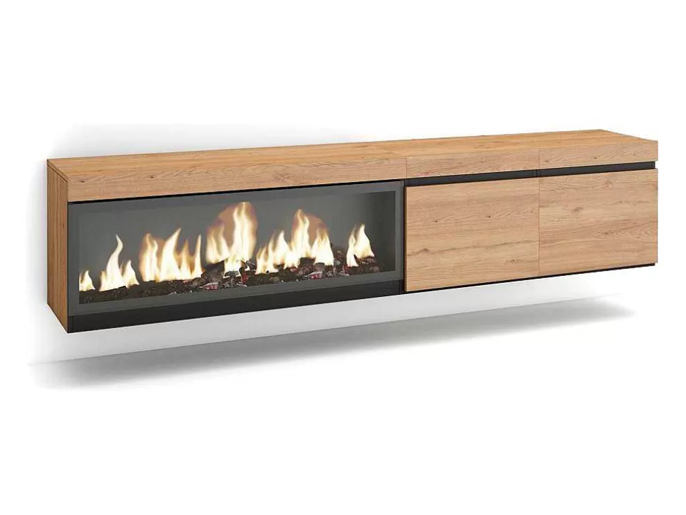 Skraut Home Móvel De Tv, 210, Para Televisores Ate 80", Lareira Electrica Xxl, Suspensos, Carvahlo* Móvel De Tv