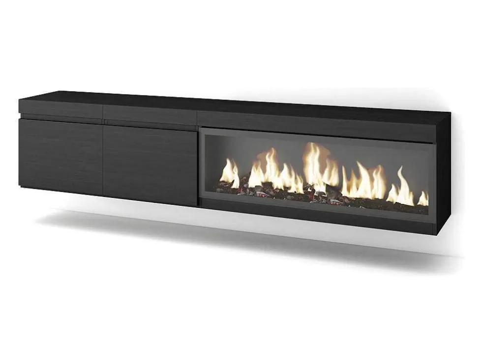 Skraut Home Móvel De Tv, 210, Para Televisores Ate 80", Lareira Electrica Xxl, Suspensos, Preto* Móvel De Tv