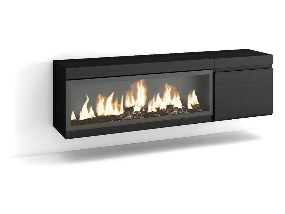 Skraut Home Móvel De Tv, 160, Para Televisores Ate 65", Lareira Electrica Xxl, Suspensos, Preto* Móvel De Tv