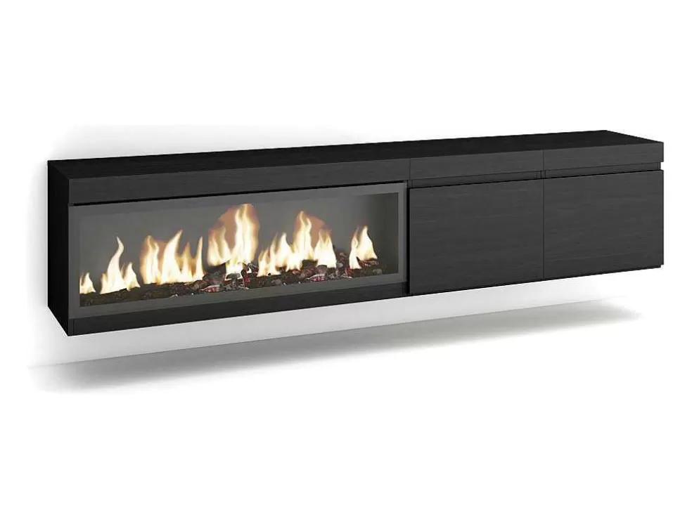 Skraut Home Móvel De Tv, 210, Para Televisores Ate 80", Lareira Electrica Xxl, Suspensos, Preto* Móvel De Tv