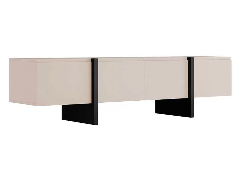 Vente-unique Móvel De Tv Com 4 Portas Em Mdf Bege E Preto - Luvonia* Móvel De Tv