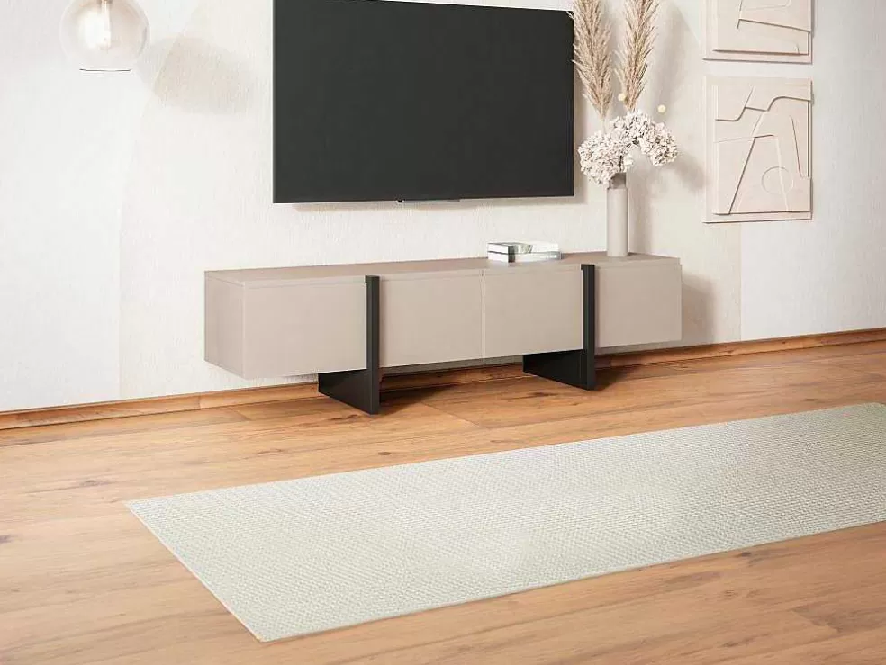 Vente-unique Móvel De Tv Com 4 Portas Em Mdf Bege E Preto - Luvonia* Móvel De Tv