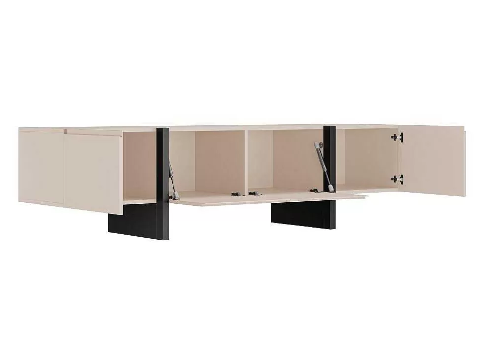 Vente-unique Móvel De Tv Com 4 Portas Em Mdf Bege E Preto - Luvonia* Móvel De Tv