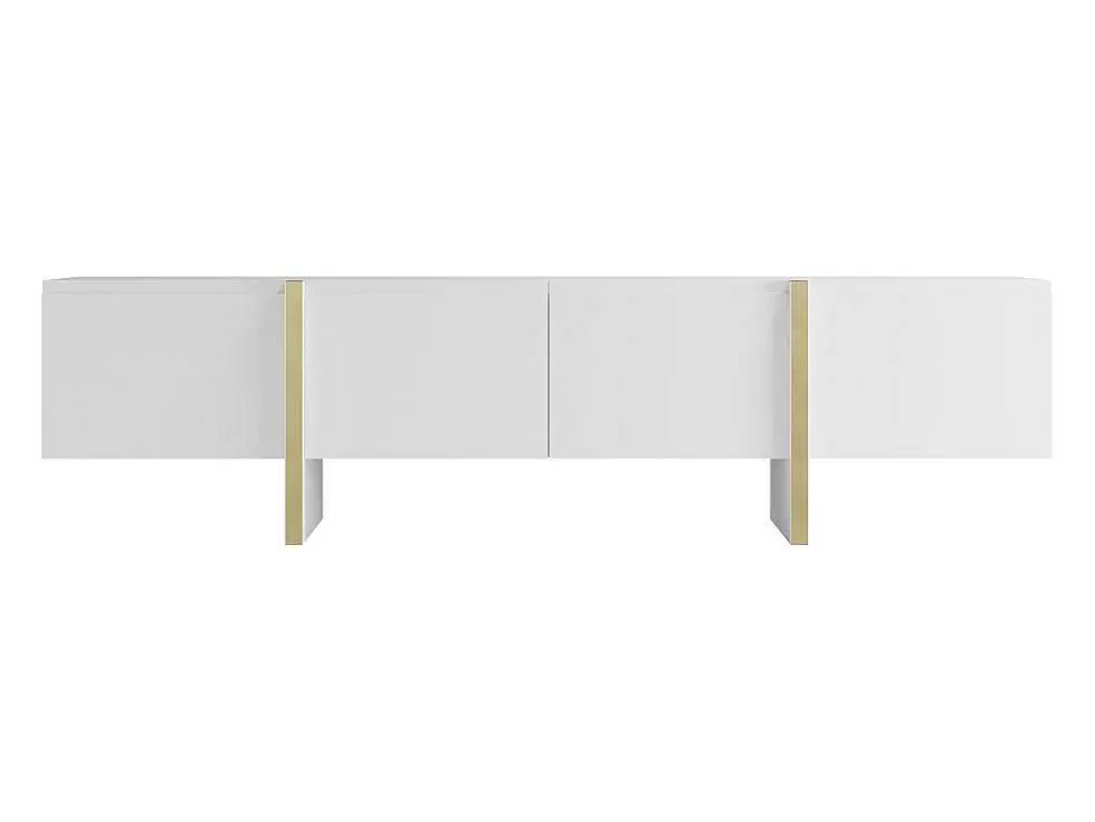 Vente-unique Móvel De Tv Com 4 Portas Em Mdf Branco E Dourado - Luvonia* Móvel De Tv