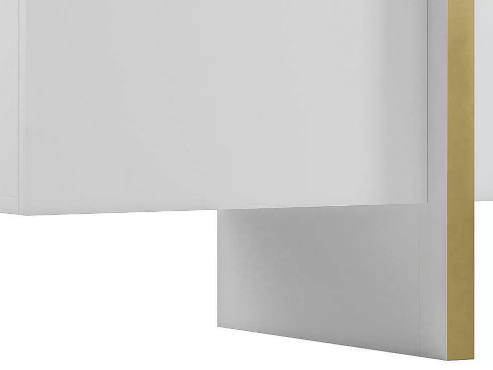 Vente-unique Móvel De Tv Com 4 Portas Em Mdf Branco E Dourado - Luvonia* Móvel De Tv