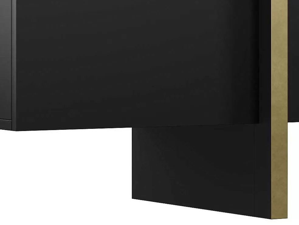 Vente-unique Móvel De Tv Com 4 Portas Em Mdf Preto E Dourado - Luvonia* Móvel De Tv