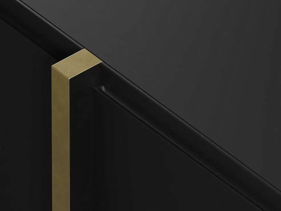 Vente-unique Móvel De Tv Com 4 Portas Em Mdf Preto E Dourado - Luvonia* Móvel De Tv