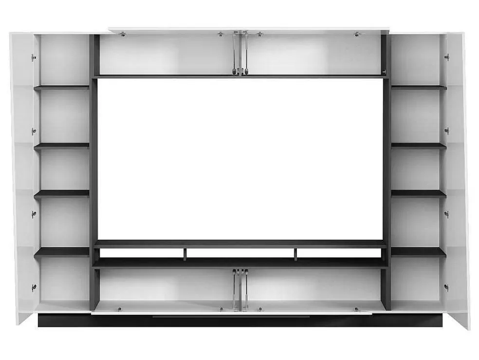 Vente-unique Móvel De Tv Com Espacos De Arrumação E Com Leds - Mdf Lacado A Branco - Chace* Móvel De Tv