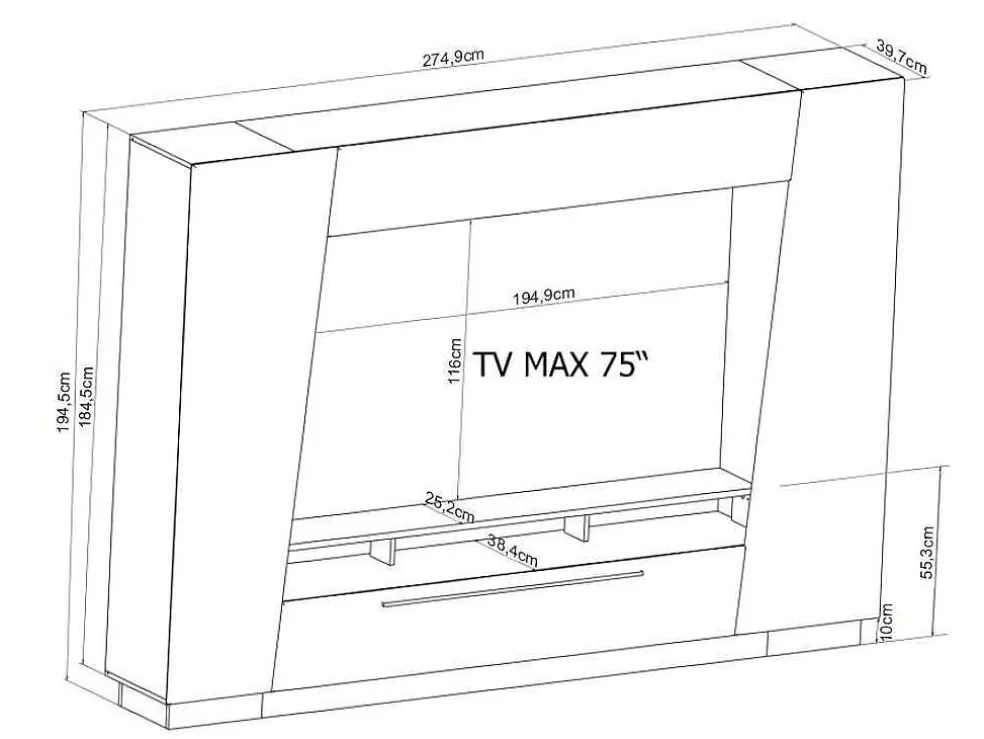 Vente-unique Móvel De Tv Com Espacos De Arrumação E Com Leds - Mdf Lacado A Branco - Chace* Móvel De Tv