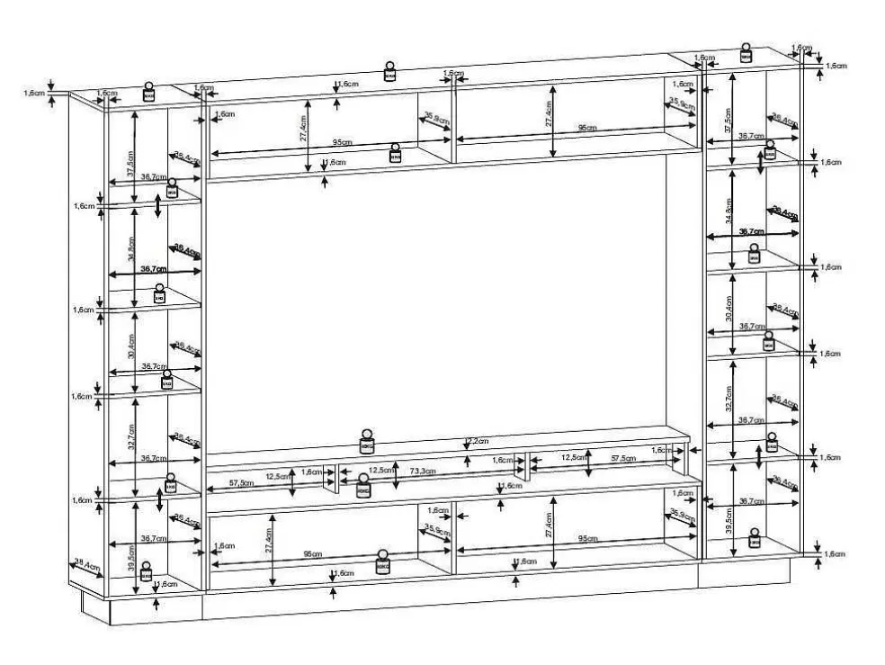 Vente-unique Móvel De Tv Com Espacos De Arrumação E Com Leds - Mdf Lacado A Branco - Chace* Móvel De Tv