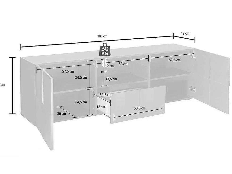 Vente-unique Móvel De Tv Lacado A Branco Com Leds, 2 Portas E 1 Gaveta - Calisto* Móvel De Tv