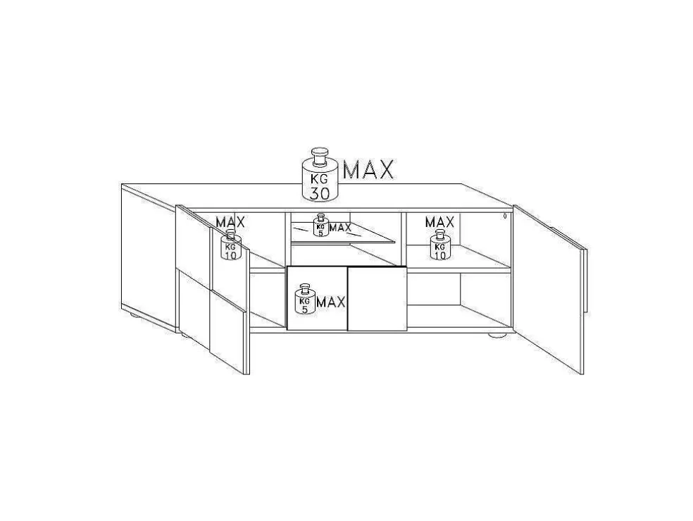 Vente-unique Móvel De Tv Lacado A Branco Com Leds, 2 Portas E 1 Gaveta - Calisto* Móvel De Tv