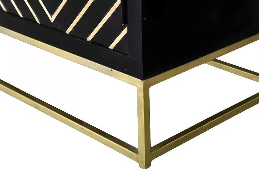 Vente-unique Móvel De Tv Prismin - 2 Portas E 2 Nichos - Mangueira E Metal - Preto* Móvel De Tv