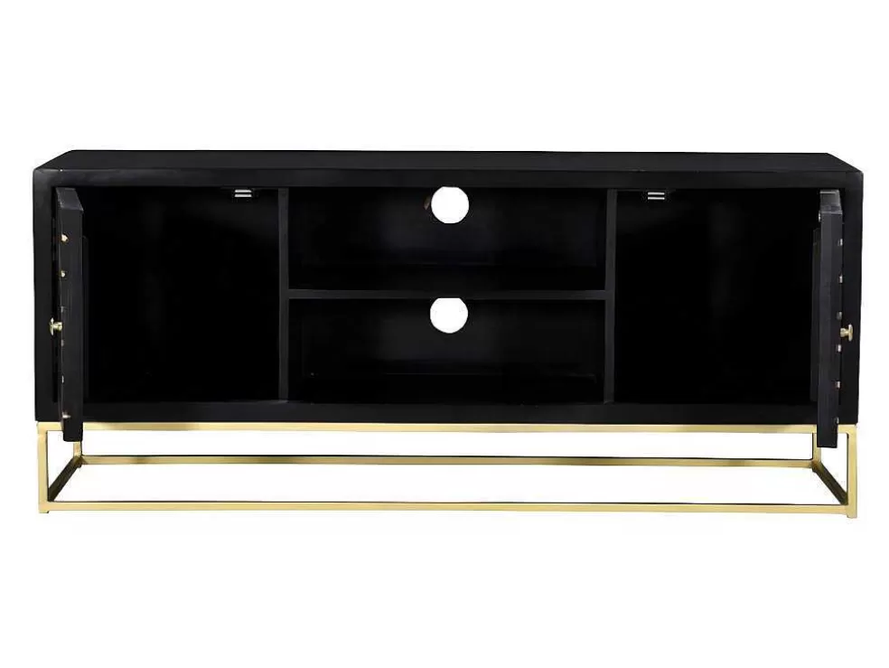 Vente-unique Móvel De Tv Prismin - 2 Portas E 2 Nichos - Mangueira E Metal - Preto* Móvel De Tv