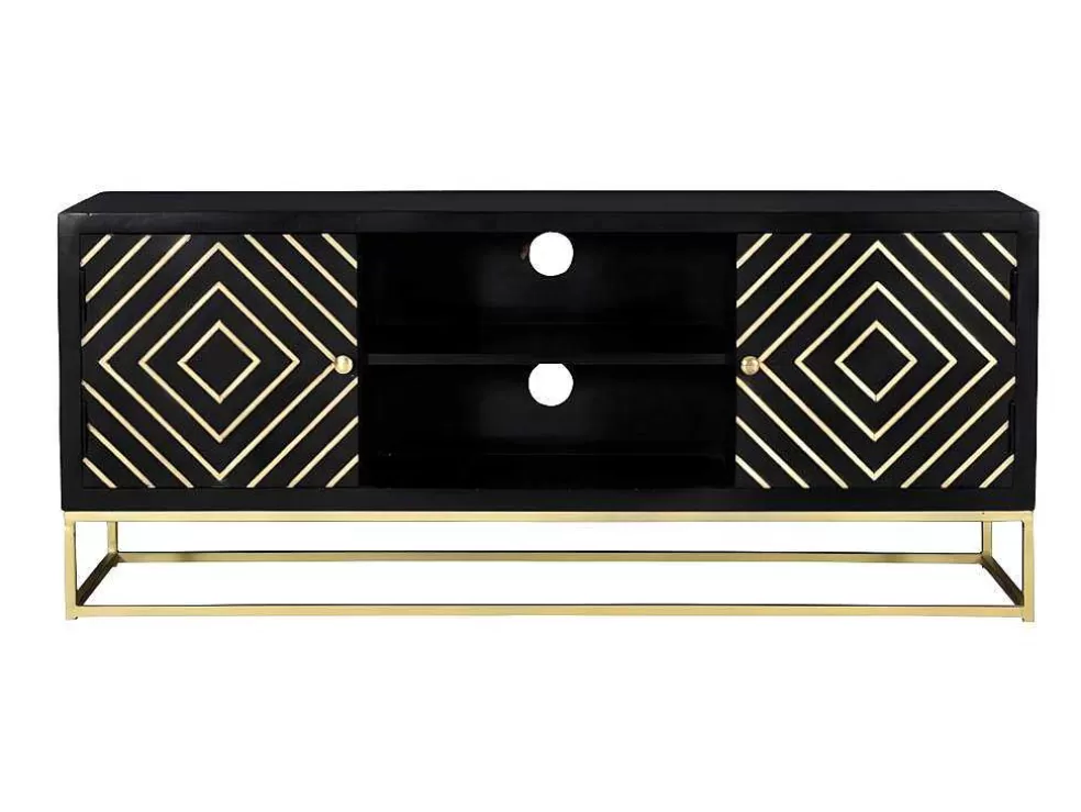 Vente-unique Móvel De Tv Prismin - 2 Portas E 2 Nichos - Mangueira E Metal - Preto* Móvel De Tv