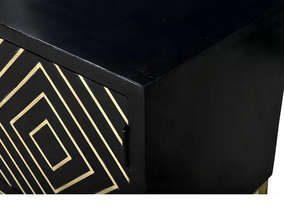 Vente-unique Móvel De Tv Prismin - 2 Portas E 2 Nichos - Mangueira E Metal - Preto* Móvel De Tv