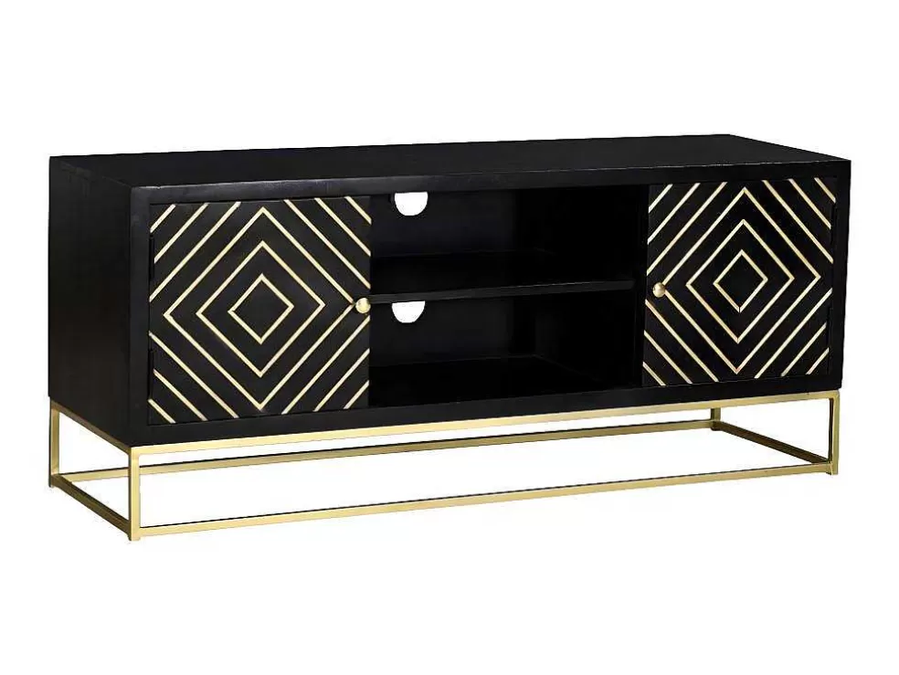 Vente-unique Móvel De Tv Prismin - 2 Portas E 2 Nichos - Mangueira E Metal - Preto* Móvel De Tv