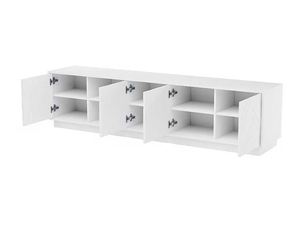 Vente-unique Móvel De Tv Suspenso Com 4 Portas E 2 Nichos Em Mdf Branco - Redonia* Móvel De Tv