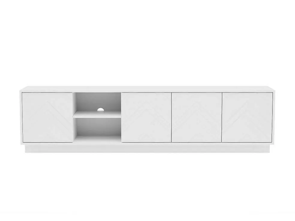 Vente-unique Móvel De Tv Suspenso Com 4 Portas E 2 Nichos Em Mdf Branco - Redonia* Móvel De Tv