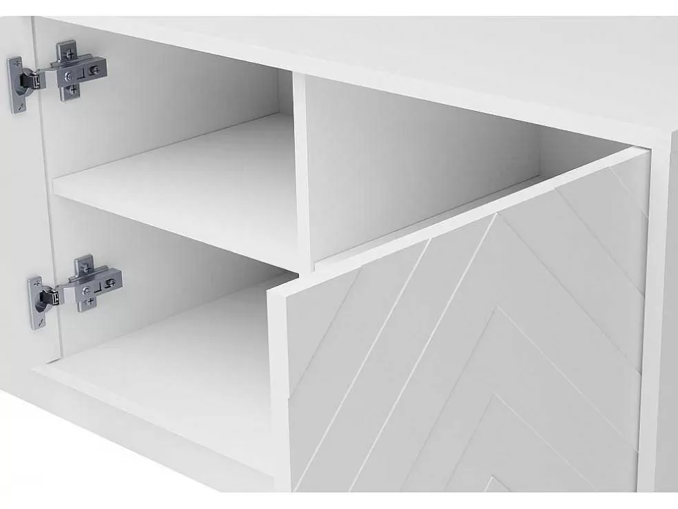 Vente-unique Móvel De Tv Suspenso Com 4 Portas E 2 Nichos Em Mdf Branco - Redonia* Móvel De Tv