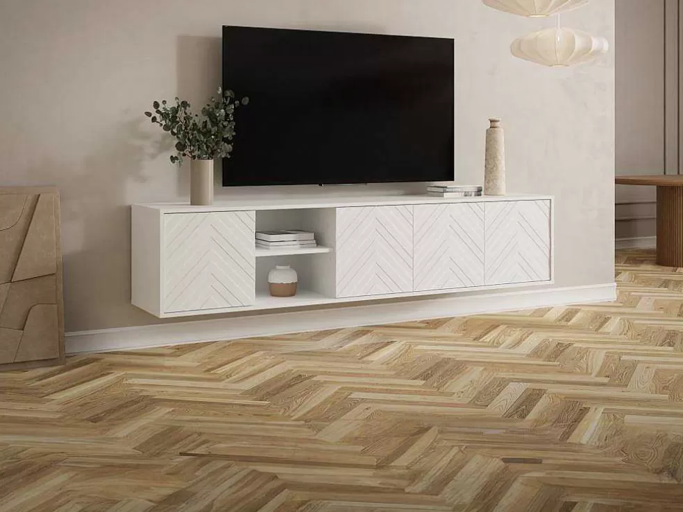 Vente-unique Móvel De Tv Suspenso Com 4 Portas E 2 Nichos Em Mdf Branco - Redonia* Móvel De Tv