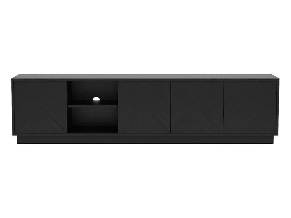 Vente-unique Móvel De Tv Suspenso Com 4 Portas E 2 Nichos Em Mdf Preto - Redonia* Móvel De Tv