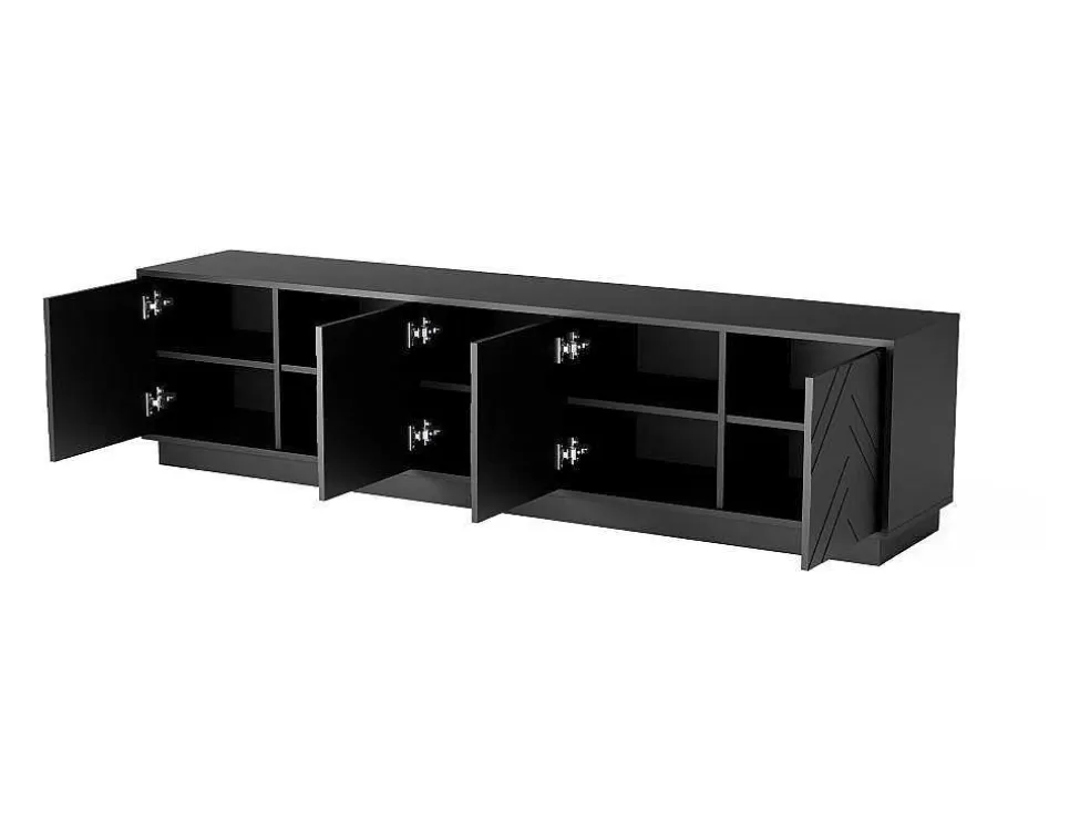 Vente-unique Móvel De Tv Suspenso Com 4 Portas E 2 Nichos Em Mdf Preto - Redonia* Móvel De Tv