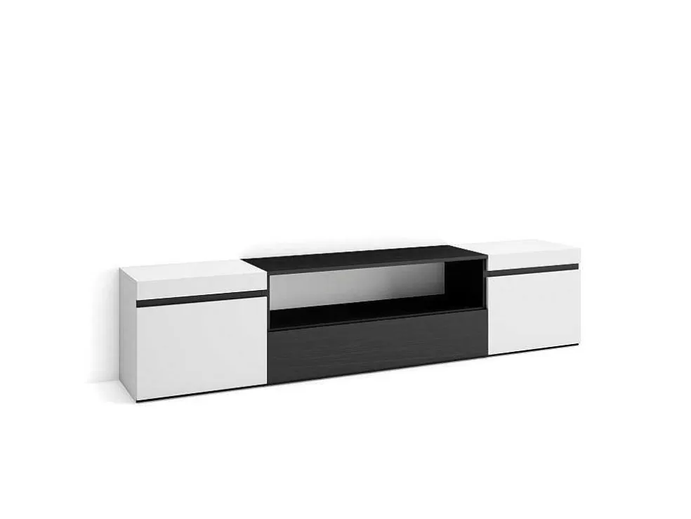 Skraut Home Móvel De Tv, 200X45X35Cm, Para Televisores Ate 80", Estante Para Tv, Branco E Preto* Móvel De Tv