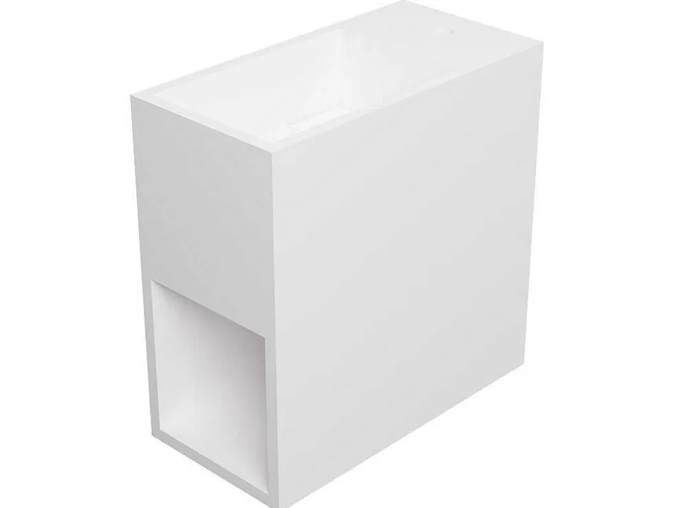 Shower & Design Móvel Lavatório Suspenso Cor Branco Em Solid Surface Com Nicho De 40 Cm - Pumori* Móvel De Parede Para Casa De Banho