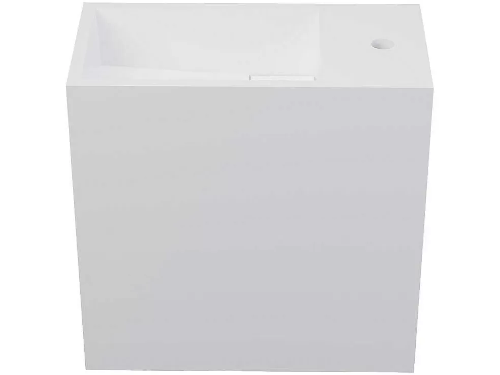 Shower & Design Móvel Lavatório Suspenso Cor Branco Em Solid Surface Com Nicho De 40 Cm - Pumori* Móvel De Parede Para Casa De Banho