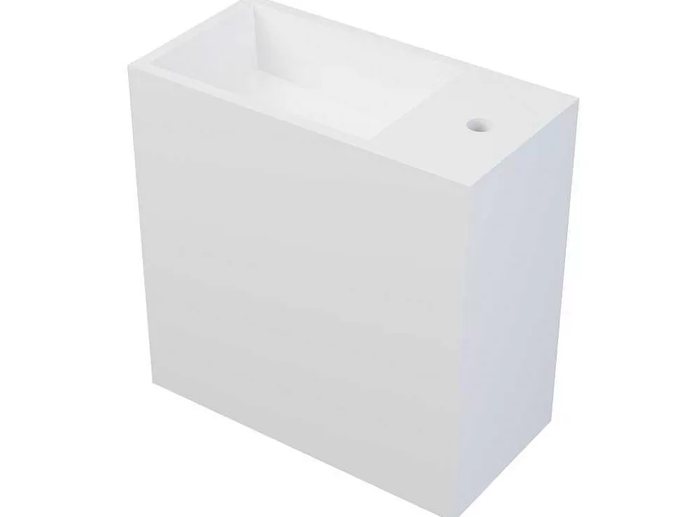Shower & Design Móvel Lavatório Suspenso Cor Branco Em Solid Surface Com Nicho De 40 Cm - Pumori* Móvel De Parede Para Casa De Banho