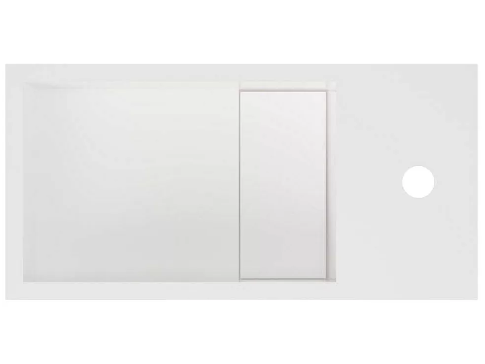 Shower & Design Móvel Lavatório Suspenso Cor Branco Em Solid Surface Com Nicho De 40 Cm - Pumori* Móvel De Parede Para Casa De Banho
