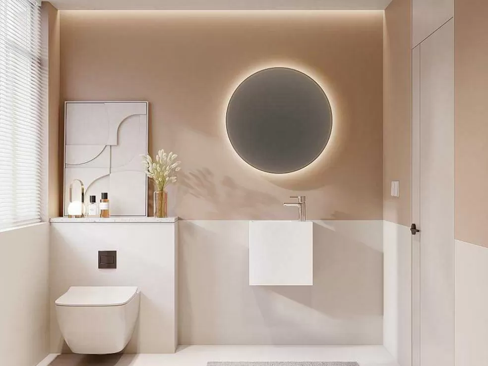 Shower & Design Móvel Lavatório Suspenso Cor Branco Em Solid Surface Com Nicho De 40 Cm - Pumori* Móvel De Parede Para Casa De Banho