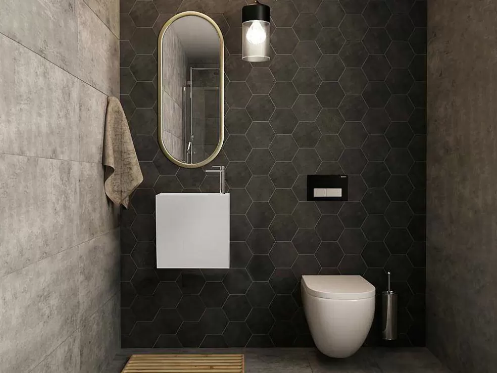 Shower & Design Móvel Lavatório Suspenso Cor Branco Em Solid Surface Com Nicho De 40 Cm - Pumori* Móvel De Parede Para Casa De Banho