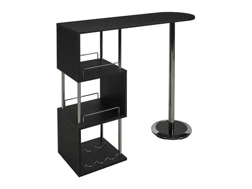 Vente-unique Móvel Para Bar Aliseto - Mdf E Metal Cromado - Preto* Móvel De Bar