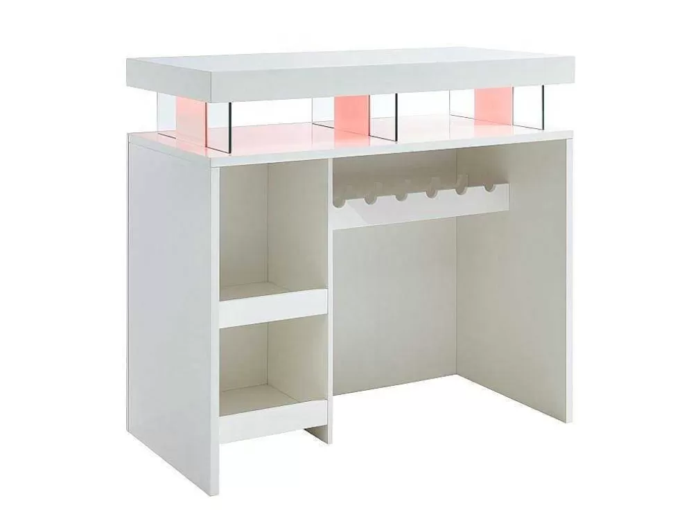 Vente-unique Móvel Para Bar Fabio - Mdf Lacado Branco - Leds* Móvel De Bar