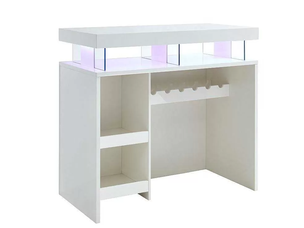 Vente-unique Móvel Para Bar Fabio - Mdf Lacado Branco - Leds* Móvel De Bar