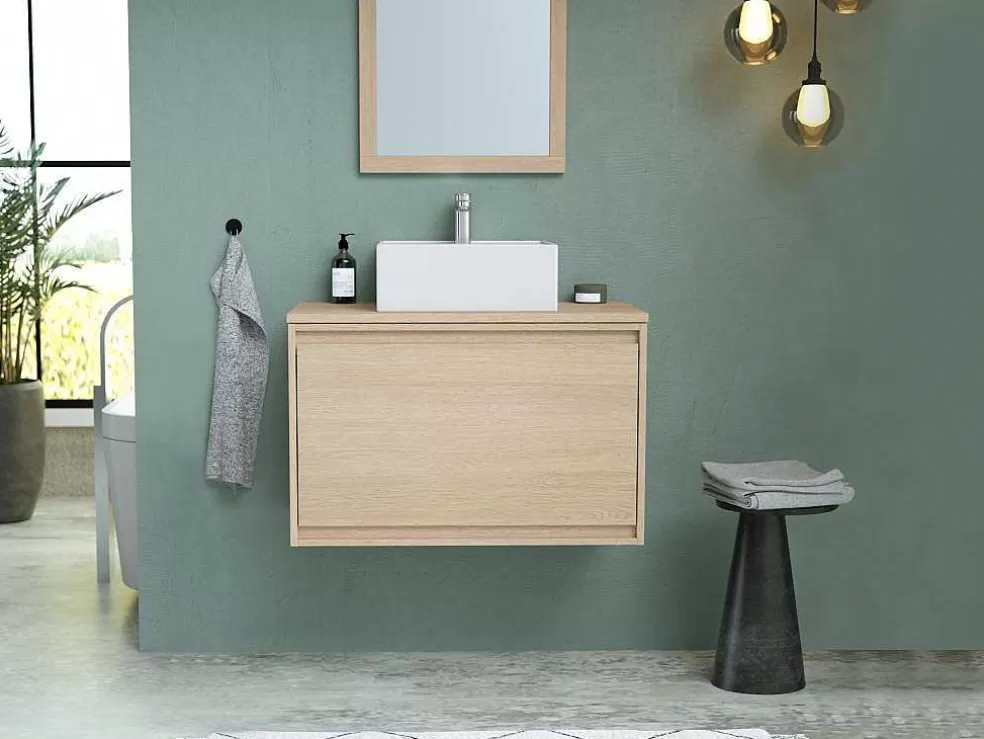Vente-unique Móvel Para Colocar Sob O Lavatório Com Gaveta A Inglesa, Folha De Carvalho, 80 Cm - Mesliva* Promoções Casa De Banho & Bem-Estar